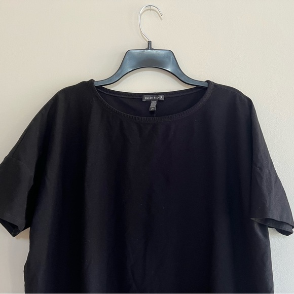 Eileen Fisher Stretch Crepe Crew Neck Short Sleeve Dress with Front Pockets, L - Picture 3 of 8